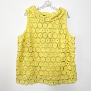 NWOT- Talbots Yellow Lace Eyelet Sleeveless Top Size 20W
